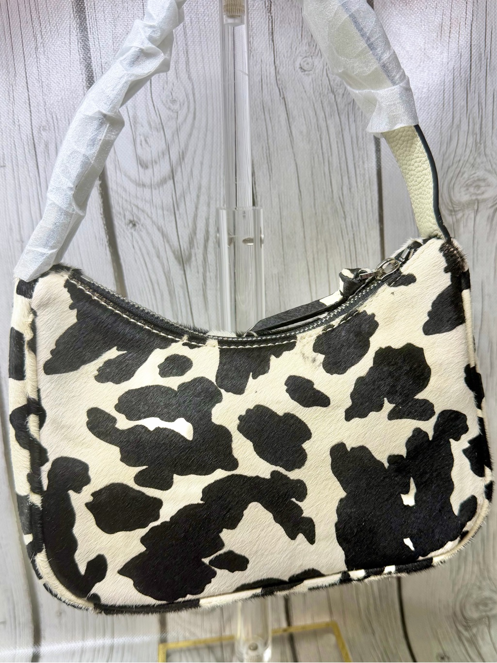 Brand New Brandon Blackwood Pony Hair Cow Print Shoulder Bag — image 5 of 8